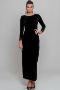 Длинное Велюровое Вечернее Платье Черный AR36743