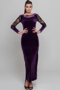 Длинное Велюровое Вечернее Платье Пурпурный AR36758