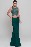 Длинное Вечернее Платье Изумрудно-зеленый ABU213