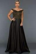Длинное Вечернее Платье Черный ABU027