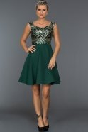 Короткое Вечернее Платье Изумрудно-зеленый ABK148