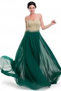 Длинное Выпускное Платье Зеленый-Золотой O3841