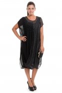 Вечернее Платье Большого Размера Черный-Серебряный AL8354
