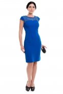 Короткое Вечернее Платье Ярко-синий T2179
