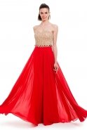 Длинное Выпускное Платье Красный-Золотой O3841