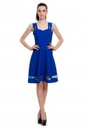 Короткое Вечернее Платье Ярко-синий T2163