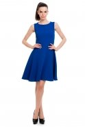 Короткое Коктейльное Платье Ярко-синий T2159