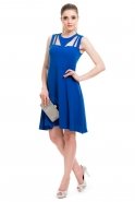 Короткое Коктейльное Платье Ярко-синий T2145