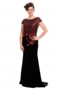 Вечернее Платье Свободного Кроя Черный-Бордовый AL7573PI