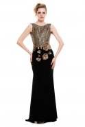 Длинное Выпускное Платье Черный-Золотой AL7568