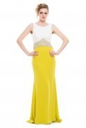 Длинное Вечернее Платье Лимонный-Белый AL8308