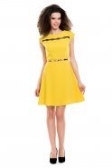 Короткое Вечернее Платье Лимонный T2041