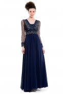 Длинное Вечернее Платье Темно-синий F1765