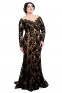 Вечернее Платье Большого Размера Черный-Золотой O1150
