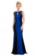 Длинное Вечернее Платье Ярко-синий-Черный C3109