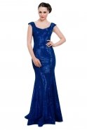 Длинное Вечернее Платье Ярко-синий C3189