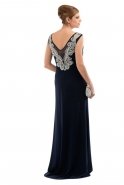 Длинное Вечернее Платье Темно-синий-Серебряный O7159