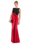 Длинное Вечернее Платье Черный-Красный O3562