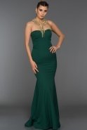 Длинное Вечернее Платье Изумрудно-зеленый ABU039