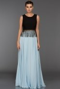Длинное Вечернее Платье Светло-синий F7192