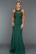 Длинное Вечернее Платье Изумрудно-зеленый ABU126