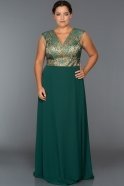 Длинное Свободное Вечернее Платье Изумрудно-зеленый C9584