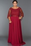 Длинное Платье Большого Размера Бордовый FB4312