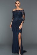 Длинное Вечернее Платье Темно-синий CR773
