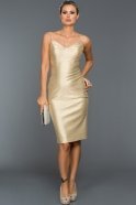 Короткое Вечернее Платье Золотой F7108