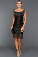 Короткое Вечернее Платье Черный F7244