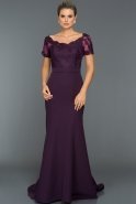 Длинное Вечернее Платье Тёмно-пурпурный ABU037
