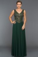 Длинное Вечернее Платье Изумрудно-зеленый ABU352