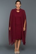 Короткое Платье Большого Размера Бордовый ABK013