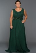 Длинное Свободное Вечернее Платье Изумрудно-зеленый ABU334