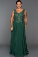 Длинное Свободное Вечернее Платье Изумрудно-зеленый ABU226