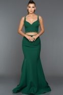 Длинное Вечернее Платье Изумрудно-зеленый ABU326