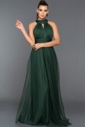 Длинное Вечернее Платье Изумрудно-зеленый T3097