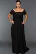 Длинное Свободное Вечернее Платье Черный ABU040