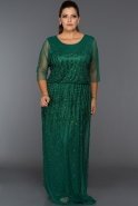 Длинное Платье Большого Размера Изумрудно-зеленый BC8854