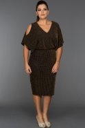 Короткое Платье Большого Размера Черный-Золотой FB7290