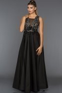 Длинное Вечернее Платье Черный-Серебряный CR6050