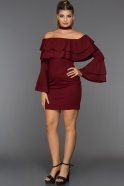 Короткое Вечернее Платье Бордовый D9226
