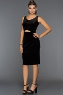 Короткое Велюровое Вечернее Платье Черный ABK231