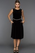 Короткое Велюровое Вечернее Платье Черный DS411