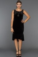 Короткое Велюровое Вечернее Платье Черный ABK232