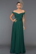 Длинное Вечернее Платье Изумрудно-зеленый ABU008