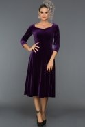 Короткое Велюровое Вечернее Платье Пурпурный AR38088