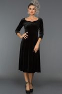 Короткое Велюровое Вечернее Платье Черный AR38088