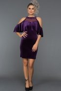 Короткое Велюровое Вечернее Платье Пурпурный AR38119