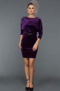 Короткое Велюровое Вечернее Платье Пурпурный AR38128